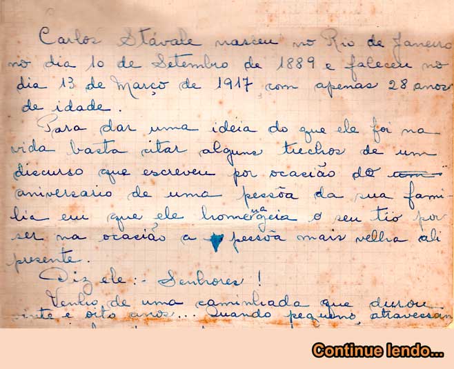 Carta apócrifa descrevendo a vida de Carlos Stávale