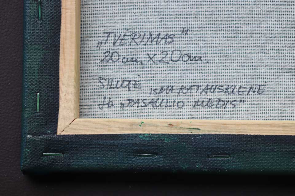 Quadro, anotações atrás no canto inferior esquerdo