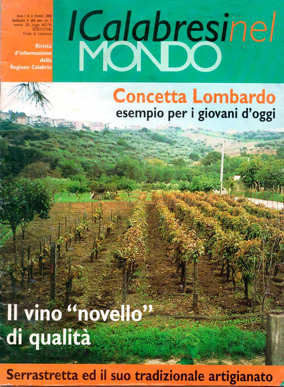 1. Rivista I Calabresi Nel Mondo. Ottobre 2000