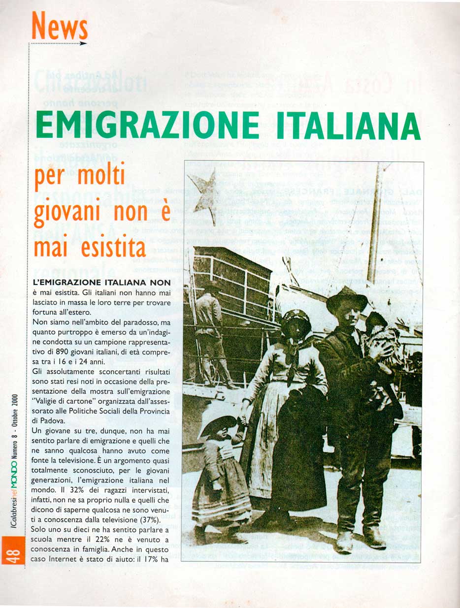 2. Rivista I Calabresi Nel Mondo, rapporto Emigrazione Italiana