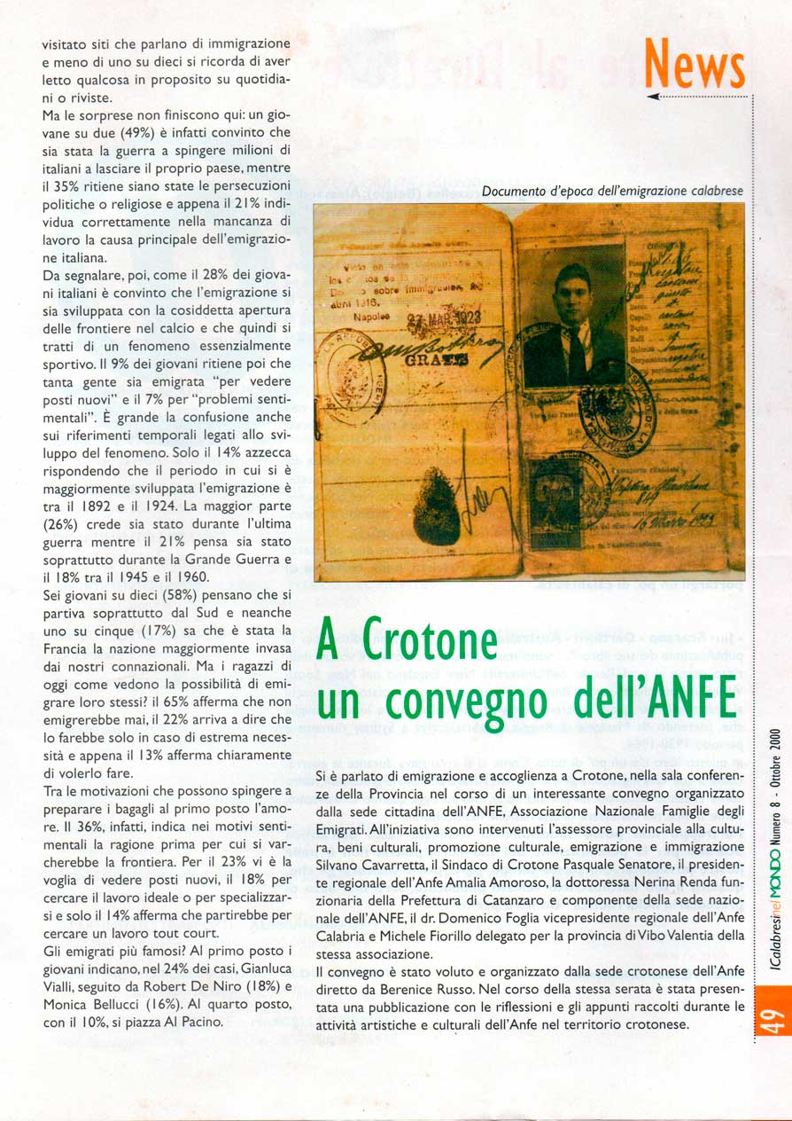 3. Rivista, rapporto Emigrazione Italiana