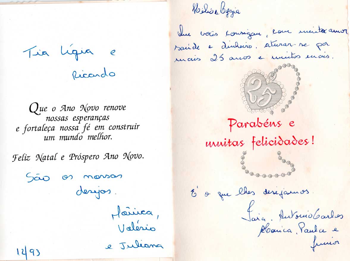 9. Mensagens de Natal da familia de Yara Berenice Stávale do Rio Grande do Sul - 1993