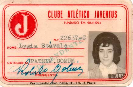 12.1 Carteira de sócia do Juventus de Lygia Stávale - 1962