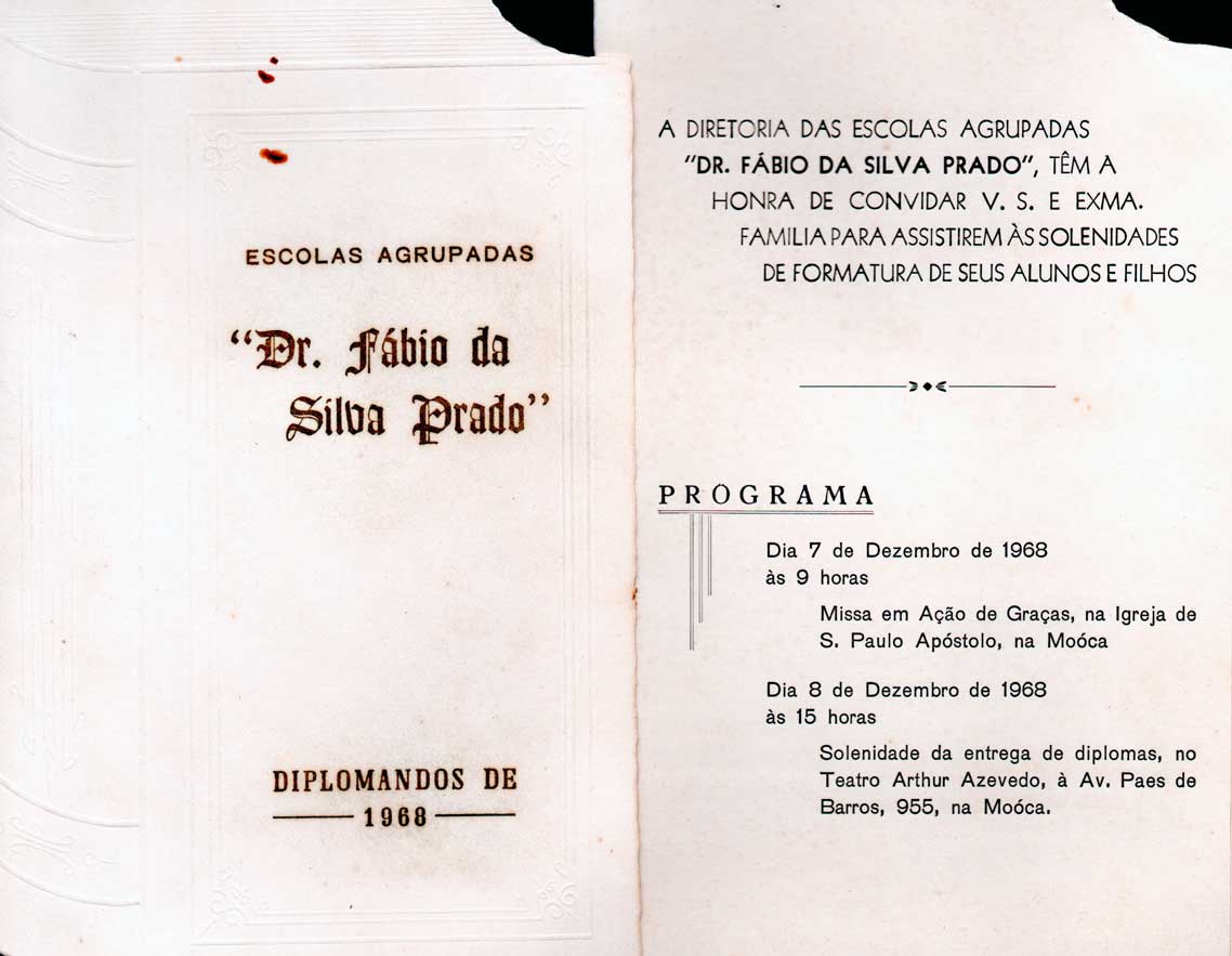 14.1 Formatura do filho Reinaldo no curso ginasial, hoje ensino fundamental (Mooca -1968)