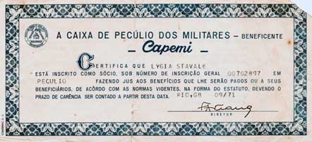 14.4 Pecúlio Beneficiente da Capemi de Lygia Stávale - 1971