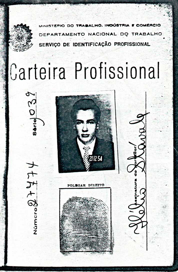 1. Carteira Profissional de Helio Stávale - 1954