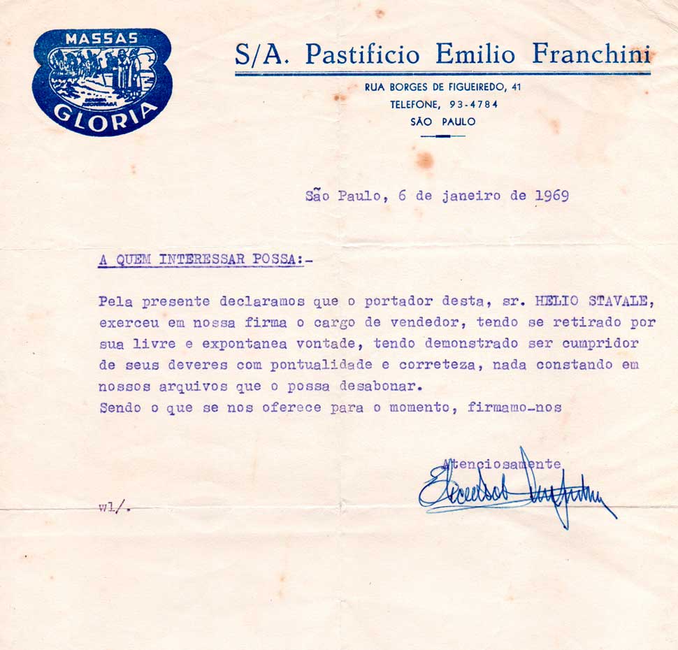 8. Saída de Helio do Pastifício Emilio Franchini (Mooca - 1969)