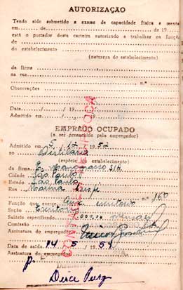 7. Carteira de Lygia. Registrada na Distilaria E. Manograsso 'Bellard' (Mooca - 1952)