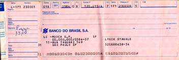 25. Talão de 20 cheques do Banco do Brasil de Lygia, utilizadas apenas 8 folhas