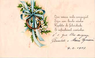 5. Mensagem da familia Squassoni aos recém-casados Helio e Lygia - 1957