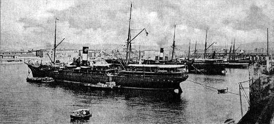 Navio Umberto I. Transportou imigrantes Stavale ao Brasil em 1883